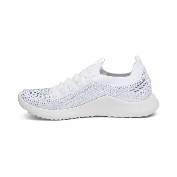 NEW AETREX women's carly arch support sneaker in white sparkle - Picture 3 of 6